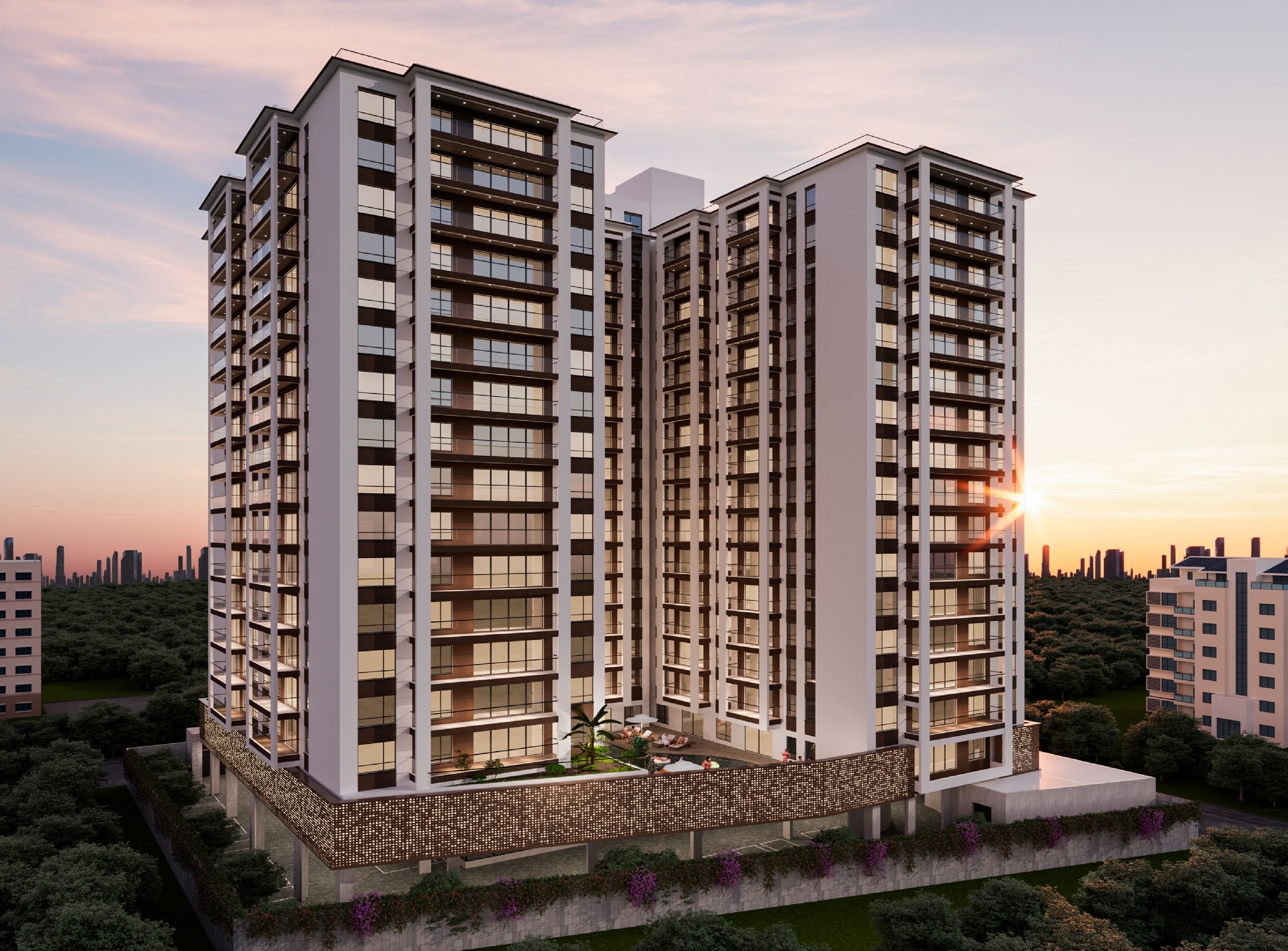 Exterior view of the twin towers of Lesonia Residency apartments in Kileleshwa Nairobi